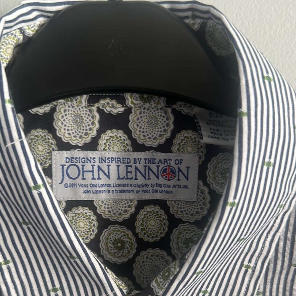 John Lennon Classic Striped Men's Shirt Size L LIKE NEW - Picture 2 of 13